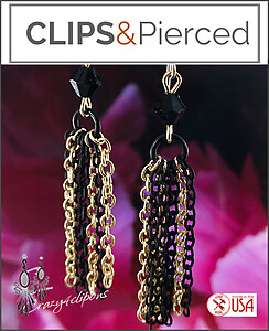 Fashionable Multi Chain Fringe Tassel Clip Earrings