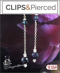 Glam Up Your Looks. Blue Goldstone & Silver Long Clip Earrings