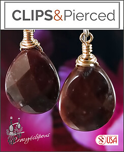 Stylish Elegant Mookaite Jasper Teardrop Clip Earrings