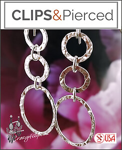 Elegant Triple Hoops Sterling Silver ClipOn & Pierced Earrings