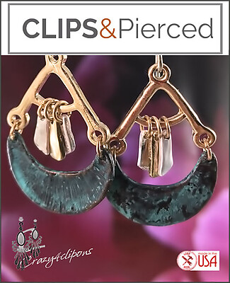 Verdigris Dangling Earrings | Pierced & Clip-ons