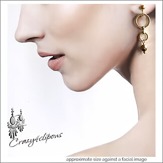 Stand Out in Style with Minimalistic Gold Dangling Hoop Earrings. Clipon & Pierced