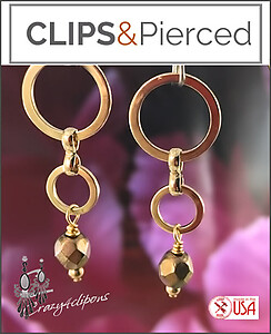 Stand Out in Style with Minimalistic Gold Dangling Hoop Earrings. Clipon & Pierced