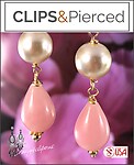 Elegant Ivory & Pink Clipon or Pierced Wedding Earrings