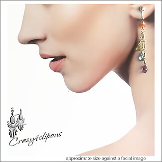 Sterling Silver & Gemstone Dangling Earrings | Pierced or Clips
