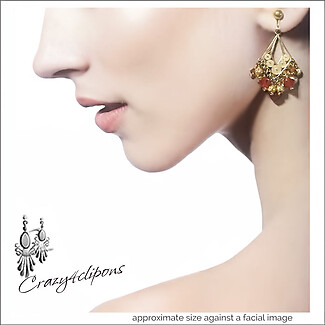 Gorgeous Clipon Vermeil Gold & Gem Dangling Earrings