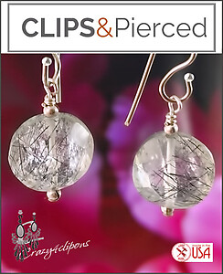 Unique Clipon & Pierced Rutilated Quartz Earrings