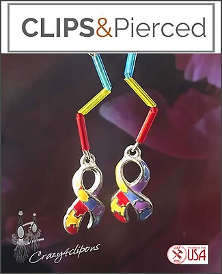 Celebrate Autism Awareness with These Unique Earrings. Clipon & Pierced