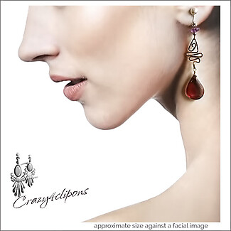 Ethnic Glass Wire-wrapped Clip Earrings