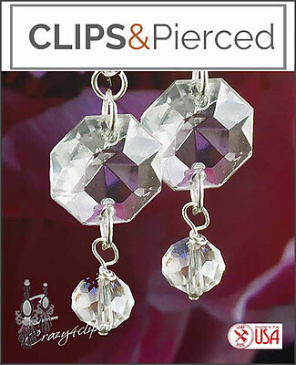 Vintage Crystals Dangling Earrings | Pierced or Clip-ons