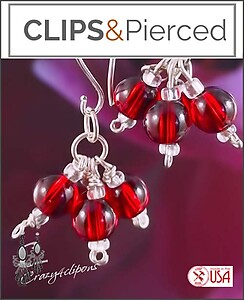 Clustered Beads Red Earrings | Pierced or Clip-ons