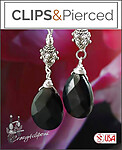 Elegant Sterling Silver & Onyx Earrings. Clip on & Pierced
