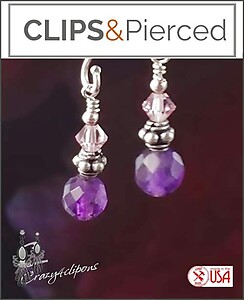 Amethyst & Swarovski Earrings |Pierced or Clip-ons