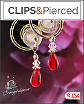 Beautiful Petite Red Crystal Earrings ? Pierced & Clipon