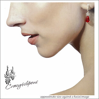 Small Red Crystal Earrings | Pierced or Clip-ons