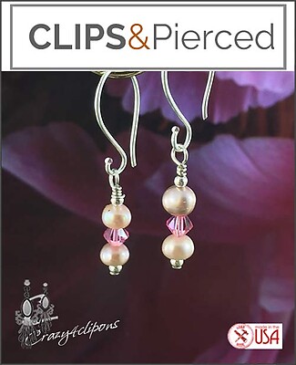 Delightful Petite Pearls and Swarovski Crystal Earrings