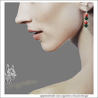 Green & Red Swarovski Crystal Earrings | Pierced or Clip-ons