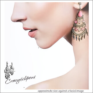 Colorful Ethnic Dangle Chandelier Earrings - Pierced or Clipon
