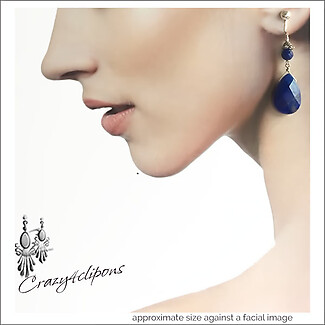 Stunning Statement Lapis Lazuli Earrings, Clip On & Pierced