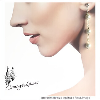 String Of Faux Pearls Dangling Earrings | Pierced or Clip-ons