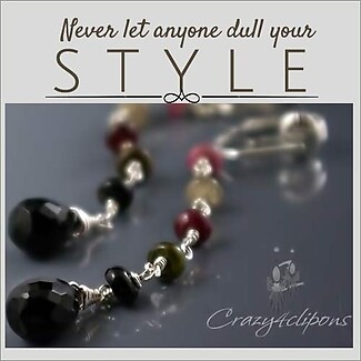 Gorgeous Pierced & Clip Tourmaline & Onyx Earrings for Women