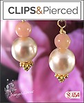 Eye-Catching Pink Opal Faux Pearl Earrings. Clipon and Pierced