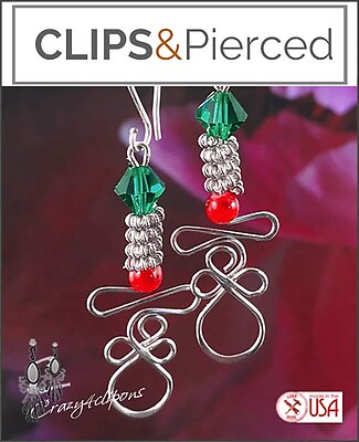 Holiday Artisan Wire Earrings for Pierced and Non-Pierced Ears