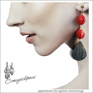 Make A Statement With Eclectic Distressed Dangling Colorful Earrings. Clip on & Pierced