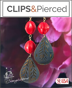 Make A Statement With Eclectic Distressed Dangling Colorful Earrings. Clip on & Pierced