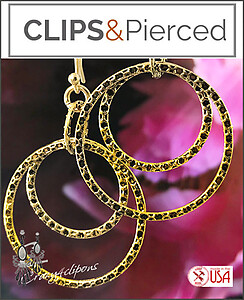 Vintage inspired Gold Textured Hoop Clip Earrings