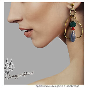 Eclectic Gold Filled Earrings, with Kyanite and Malachite