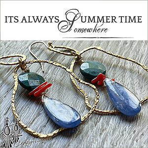 Eclectic Gold Filled Earrings, with Kyanite and Malachite