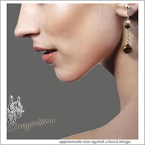Elegant Dangling Tiger-eye Swarovski Crystal Clip Earrings. Available as Pierced too!