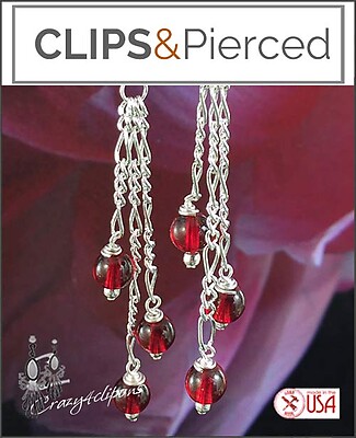 Dangling Red Berries Earrings |Pierced or Clip-ons