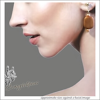 Bohemian Wood & Pearl Earrings | Pierced or Clip-ons