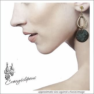 Beautiful Distressed Verdigris Muted Gold Earrings