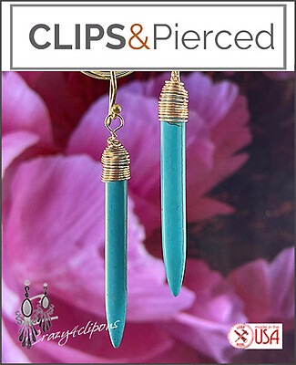 Howlite Turquoise Icicle Spear Earrings