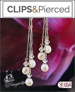 Long Dainty Wedding Pearl Earrings