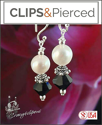 Swarovski Crystal and Pearl Clip Earrings