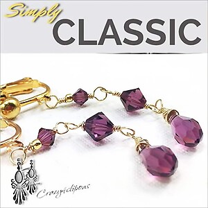 Elegant Swarovski Crystal Dangly Earrings in Both Piercing & Clip-on Styles