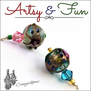 Artsy Lamp work Retro Earrings | Pierced or Clip-ons