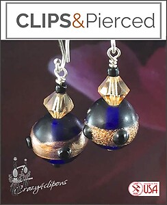 Artsy Vintage Lamp Work Blue Earrings | Pierced or Clip-ons