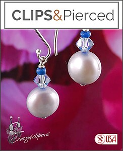Pretty Pastel Pearl Clip Earrings. Clip on & Pierced