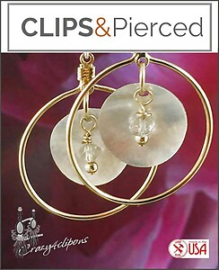 Gold Hoop Earrings with Shells | Pierced or Clip-on