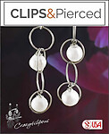 Glamorous Whimsical Pearl Mini Hoop Earrings. Clipon and Pierced