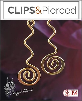 Modern Simple Gold Swirled Wire Earrings | Pierced or Clip on