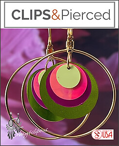 Light and fun Colorful Hoop Earrings - Pierced or Clip On