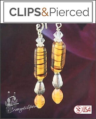 Cute and Retro Butterscotch Vintage Glass Earrings - Clip On or Pierced