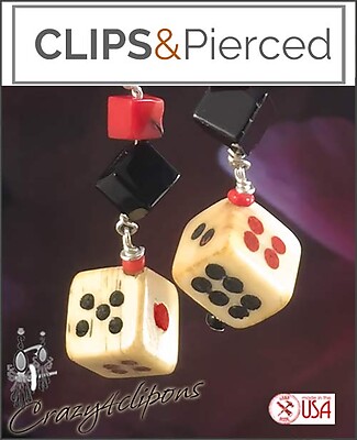 Charming Las Vegas Dice Clip Earrings