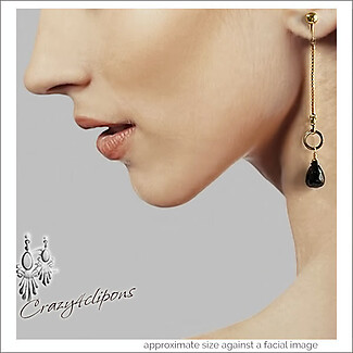 Black Onyx Dangling Gold Clip Earrings